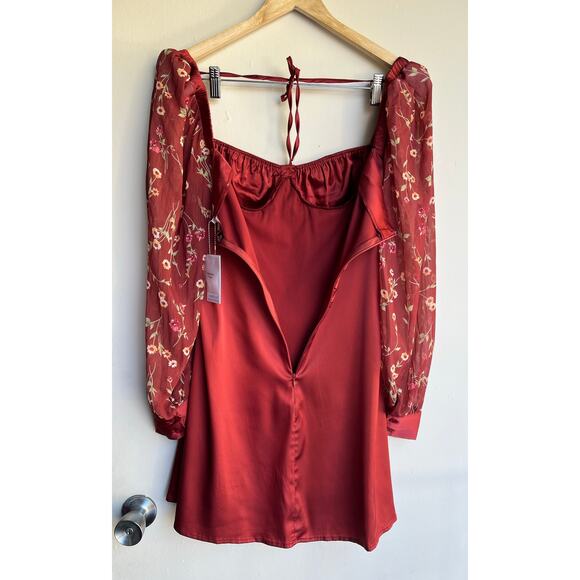 Danielle Bernstein by WEWOREWHAT Puff Sleeve Mini Dress Romantic Sz 14 NWT $99 - Picture 5 of 16